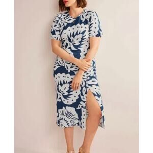 Boden Navy and White Floral Midi Dress